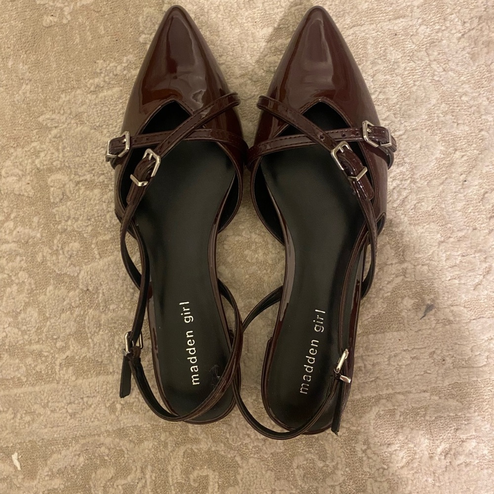 Madden Girl Maroon Strappy Flats